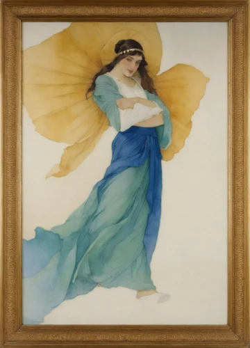 godward,the angel with the veronica veil,mucha,margetts,margetson,art nouveau frame,pistole,watercolour frame,angelico,art deco frame,blue leaf frame,fausch,watercolor frame,rosetti,delaroche,watercolor women accessory,vintage angel,proserpina,etty,leighton,Illustration,Paper based,Paper Based 23