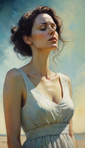 carice,oil painting,world digital painting,donsky,oil painting on canvas,overpainting,photo painting,bergersen,girl on the river,inanna,ariadne,heatherley,art painting,pittura,woman thinking,italian painter,photorealist,meticulous painting,digital painting,girl on the boat,Illustration,Paper based,Paper Based 18