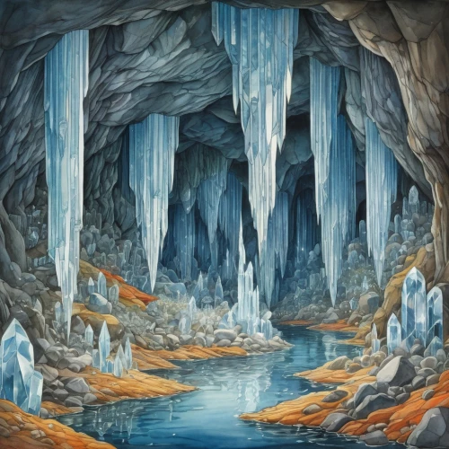 ice cave,blue caves,the blue caves,blue cave,caverns,cavern,ice castle,cave on the water,caves,cavernosa,alfheim,cave,grotte,brygada,stalactites,cavernosum,cave tour,jotunheim,stalactite,grutas,Illustration,Realistic Fantasy,Realistic Fantasy 31