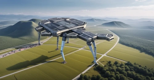 solar cell base,futuristic landscape,futuristic architecture,radio telescope,sky space concept,skycycle,solar power plant,spaceports,ringworld,yavin,wind power generator,megastructures,superhighways,radiotelescope,futuristic art museum,tie fighter,megaprojects,solar farm,interorbital,logistics drone,Photography,General,Realistic