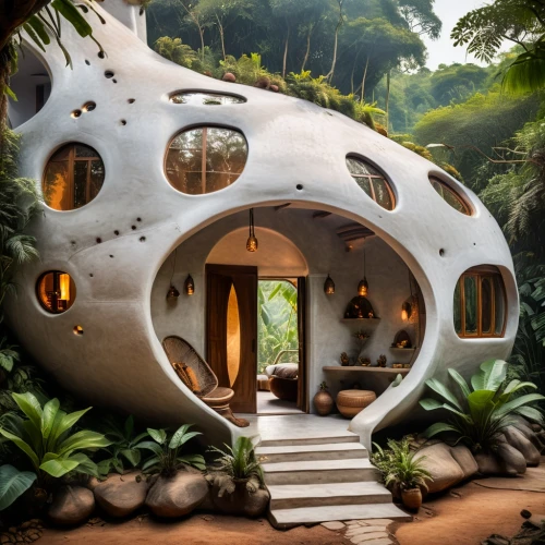 earthship,roof domes,cubic house,tree house hotel,ecotopia,dreamhouse,domes,tropical house,biomes,biospheres,cube house,futuristic architecture,biodome,odomes,auroville,insect house,geodesic,biopiracy,beautiful home,round hut,Photography,General,Cinematic