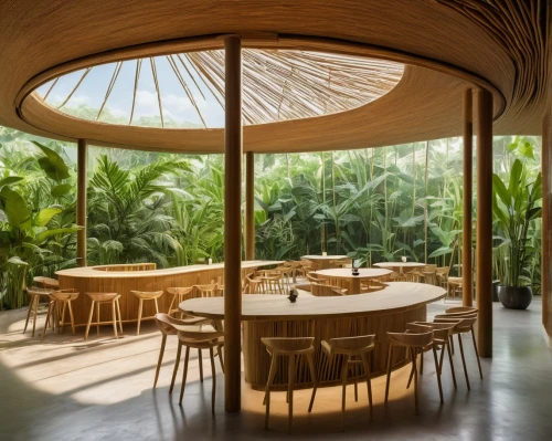 auroville,bamboo curtain,breakfast room,tropical house,wintergarden,amanresorts,cochere,anantara,conservatory,bamboo plants,philodendrons,mustique,round hut,teahouse,nainoa,palm house,dunes house,cabanas,earthship,palm fronds,Illustration,Retro,Retro 09