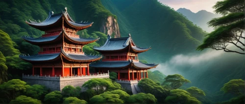 asian architecture,wudang,buddhist temple,hanging temple,landscape background,golden pavilion,cartoon video game background,the golden pavilion,hall of supreme harmony,oriental,shaoming,palyul,teahouse,tigers nest,bamboo forest,yunnan,windows wallpaper,teahouses,world digital painting,oriental painting,Illustration,Realistic Fantasy,Realistic Fantasy 33