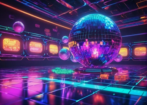 disco,disco ball,prism ball,spaceland,discotheque,discotheques,mirrorball,eurodisco,mirror ball,dancefloor,ufo interior,nightclub,cyberscene,popmart,retro diner,technosphere,discoidal,discoideum,dancefloors,futurepop,Illustration,Realistic Fantasy,Realistic Fantasy 38