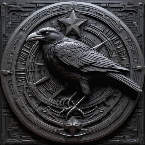 raven sculpture,raven bird,3d crow,black raven,corvus,corvidae,ravenclaw,medallion,arryn,imperial eagle,emblem,schadler,karasu,black crow,munin,ravenloft,goetia,raven,escudo,starhawk,Conceptual Art,Sci-Fi,Sci-Fi 02