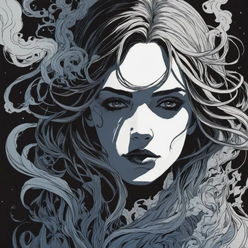 havisham,sandman,unseelie,fathom,sigyn,archaia,isoline,aradia,llorona,persephone,the snow queen,witchblade,tomie,amalthea,kindred,etain,hecate,fables,the enchantress,bachalo,Illustration,Black and White,Black and White 12