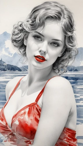 retro pin up girl,watercolor pin up,marylin monroe,marilyn monroe,retro pin up girls,the blonde in the river,pin up girl,pin-up girl,girl on the river,valentine pin up,valentine day's pin up,christmas pin up girl,pin ups,marylin,pin up christmas girl,marylyn monroe - female,retro 1950's clip art,world digital painting,marilynne,vintage woman,Illustration,Black and White,Black and White 30
