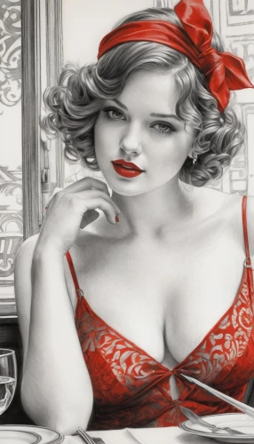 retro pin up girl,retro pin up girls,valentine pin up,christmas pin up girl,valentine day's pin up,pin up christmas girl,vintage woman,pin up girl,retro women,pin ups,pin-up girl,pin up girls,retro woman,vintage women,vintage girl,pin-up girls,pin-up model,red tablecloth,retro girl,retro christmas lady,Illustration,Black and White,Black and White 30