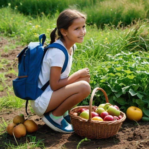 girl picking apples,picking vegetables in early spring,fruit picking,back-to-school package,girl in overalls,school enrollment,girl and boy outdoor,frugi,agriculturist,farm girl,apple bags,gleaning,kindergartener,schoolbags,biopesticides,girl in the garden,children learning,composting,fruits and vegetables,montessori,Photography,General,Realistic