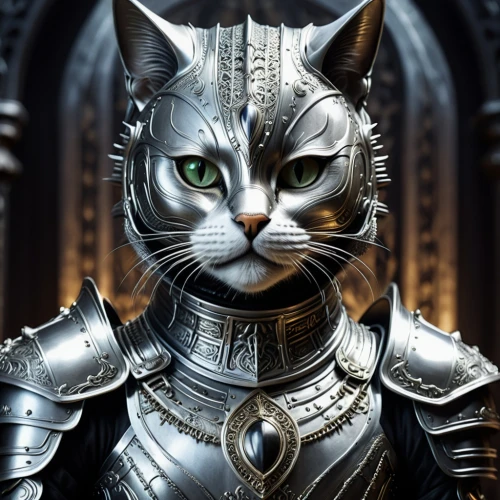 cat warrior,armored animal,cataphracts,silver tabby,knight armor,cathala,eqecat,bubastis,uther,armored,knightly,warden,mithril,gray kitty,korin,cat european,catterson,felino,cathair,gray cat,Conceptual Art,Sci-Fi,Sci-Fi 02