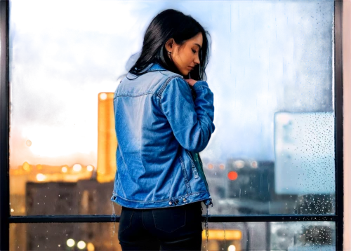 photo painting,blue rain,rain on window,color frame,photo frame,denim background,photographic background,city ​​portrait,photo art,jeans background,wet smartphone,woman holding a smartphone,in the rain,picture design,girl walking away,portrait background,rain,rainfall,oil painting on canvas,art photography,Art,Classical Oil Painting,Classical Oil Painting 26