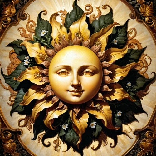 sun god,3-fold sun,solstices,solario,sun moon,sun flower,sunstar,spring equinox,sun head,sunlike,the sun,goldsun,cherubim,sun flowers,solare,sun,sun and moon,perugino,sun eye,ouspensky,Conceptual Art,Fantasy,Fantasy 27