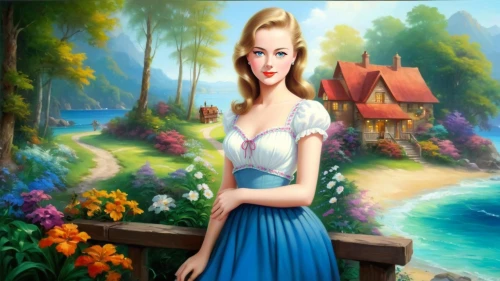 dorthy,landscape background,girl in the garden,fairy tale character,photo painting,mermaid background,art painting,fantasy picture,springtime background,world digital painting,creative background,the sea maid,children's background,spring background,fantasy art,fairyland,eilonwy,portrait background,thumbelina,gardenia