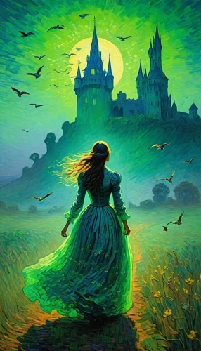 fantasy picture,fantasy art,green aurora,fairy tale,fairy tale character,schierstein,seregil,a fairy tale,rapunzel,fantasy landscape,elphaba,eilonwy,fairytale characters,schierholtz,xanth,haunted castle,fairytale,fantasy portrait,ghost castle,fairy tale castle,Art,Artistic Painting,Artistic Painting 04