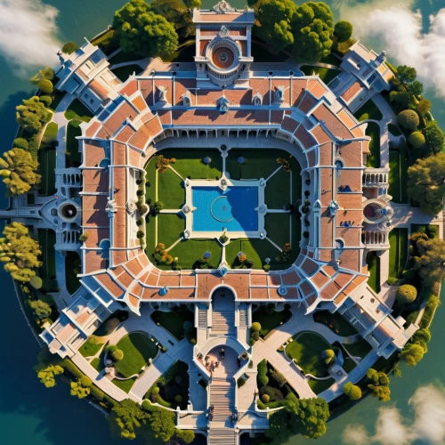 water palace,villa d'este,bird's-eye view,atlantis,bird's eye view,artificial islands,zadar,the center of symmetry,view from above,from above,moated castle,venezia,aerial shot,flying island,europe palace,villa balbianello,royale,vizcaya,birdview,aerial view umbrella,Unique,Design,Infographics