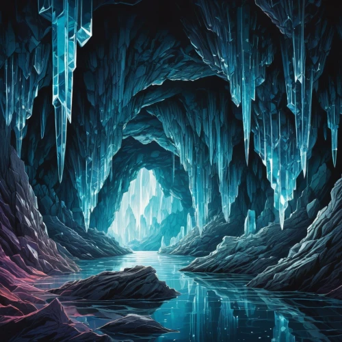 ice cave,blue cave,blue caves,ice castle,the blue caves,ice planet,crevassed,ice landscape,underdark,icewind,windows wallpaper,crevasse,jotunheim,cavern,tunheim,youtube background,caverns,wall,crevasses,fractal environment,Illustration,Realistic Fantasy,Realistic Fantasy 25