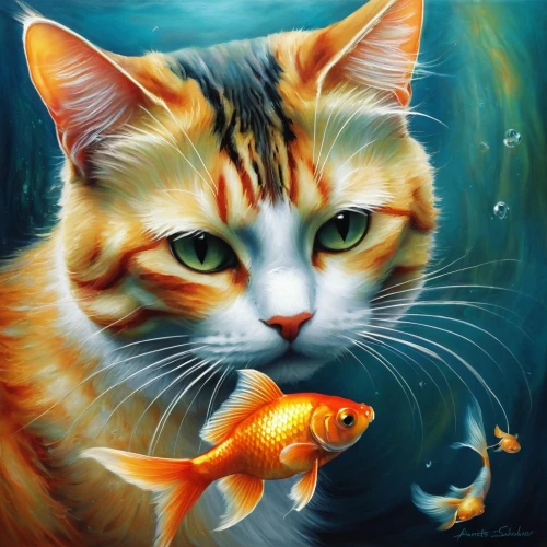 fish in water,goldfish,poissons,two fish,gold fish,fishes,poisson,ornamental fish,catfishes,animaux,aquatic life,playfish,oil painting on canvas,beautiful fish,felids,fishkind,koi fish,tropical fish,angling,interspecies,Conceptual Art,Daily,Daily 32
