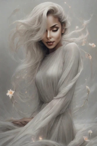 galadriel,white rose snow queen,peignoir,heatherley,fantasy portrait,mystical portrait of a girl,the snow queen,margaery,sylphs,moonflower,faerie,faery,fairy queen,silvered,amalthea,celeborn,fantasy art,fantasy picture,melian,the enchantress,Photography,Realistic