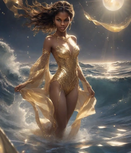 gold foil mermaid,oshun,siren,amphitrite,sirena,nereid,sirene,naiad,baoshun,water nymph,fantasy woman,lumidee,the sea maid,mermaid,god of the sea,moana,nereids,fantasia,inanna,fantasy art,Photography,Natural