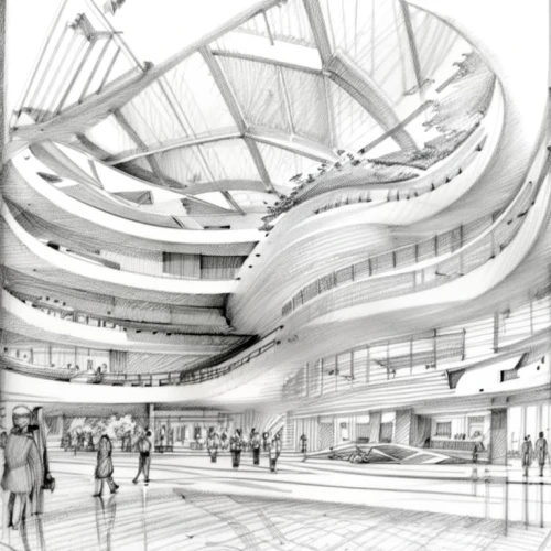 arcology,unbuilt,renderings,sketchup,revit,sky space concept,3d rendering,shopping mall,concourses,futuristic art museum,futuristic architecture,zeil,spaceport,oval forum,wireframe,malls,skyways,multistoreyed,preconstruction,airspaces,Design Sketch,Design Sketch,Pencil Line Art