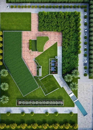 private estate,landscaped,paved square,garden elevation,modern house,suburban,suburbia,helipad,residential house,country estate,luxury home,japanese zen garden,large home,golf lawn,terraces,bendemeer estates,soccer field,luxury property,villa,landscaping,Photography,General,Realistic