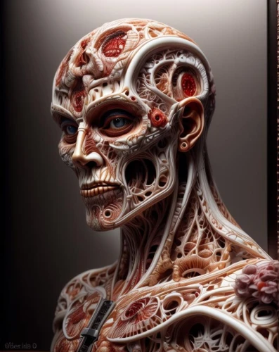 plastination,plastinated,anatomical,skinless,anatomist,biomechanical,humanoid,sculpt,endoskeleton,skeletonized,png sculpture,hellraiser,scarification,splichal,cutaneous,3d figure,fractalius,body art,cyborg,schmidhuber