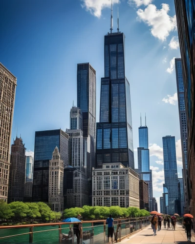 chicago skyline,chicago,sears tower,tall buildings,chicagoan,tishman,citicorp,streeterville,willis tower,supertall,ctbuh,financial district,urban towers,chicagoland,international towers,bizinsider,manhattanite,rencen,dearborn,skyscrapers,Illustration,Realistic Fantasy,Realistic Fantasy 41