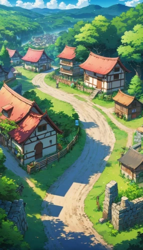 kazoku,yoshikuni,ghibli,magome,butka,studio ghibli,yamada's rice fields,kanto,mountain village,takahata,kubo,yazaki,tsuga,asanosho,rikkyo,kamuy,japan landscape,wakanohana,kotoko,nakagusuku,Illustration,Japanese style,Japanese Style 03