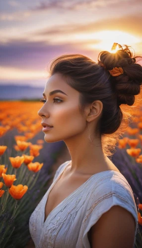 flower in sunset,girl in flowers,beautiful girl with flowers,flower background,springtime background,orange petals,field of flowers,splendor of flowers,orange flowers,orange roses,orange flower,orange rose,field of poppies,orangefield,orange,spring background,beauty in nature,flower field,flowers field,blooming field,Photography,General,Natural