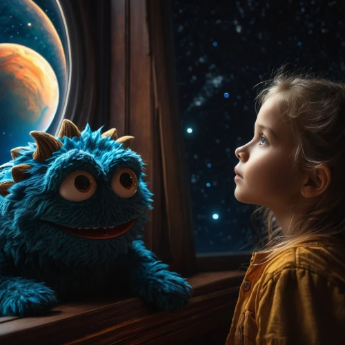 astronomer,photo manipulation,beebo,fantasy picture,photomanipulation,photoshop manipulation,world digital painting,rowlf,skywatchers,sulley,children's background,the moon and the stars,sci fiction illustration,puppet theatre,astronomy,image manipulation,wonderment,stargazing,little world,storyteller,Photography,General,Fantasy