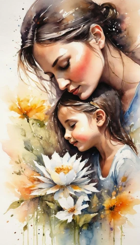 little girl and mother,flower painting,watercolor painting,daughters,maternal,watercolor,mother kiss,watercolor flowers,watercolor pencils,watercolour paint,happy mother's day,art painting,watercolor paint strokes,mother,little girls,oil painting on canvas,watercolor baby items,tenderness,watercolor flower,flower art,Illustration,Paper based,Paper Based 03