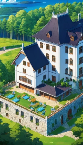 butka,ghibli,auberge,alpine village,golf hotel,country hotel,agritubel,country estate,house in mountains,house in the mountains,knight village,studio ghibli,golf resort,manoir,kimlinger,chateau,oktoberfest background,country house,simrock,elderhostel,Illustration,Japanese style,Japanese Style 03