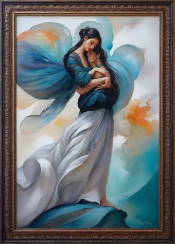 the angel with the veronica veil,viveros,annunciation,scheffer,jesus in the arms of mary,the annunciation,baroque angel,the prophet mary,angelico,oil painting on canvas,blue leaf frame,uriel,tretchikoff,ulysses butterfly,angel playing the harp,the angel with the cross,oil painting,virgen,natividad,fabric painting,Illustration,Paper based,Paper Based 04