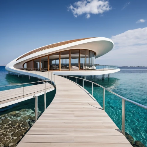 house by the water,floating huts,luxury property,house of the sea,boat dock,infinity swimming pool,snohetta,stiltsville,dunes house,houseboat,pool house,deckhouse,dreamhouse,holiday villa,summer house,floating stage,floating island,beach house,yacht exterior,futuristic architecture,Photography,General,Realistic