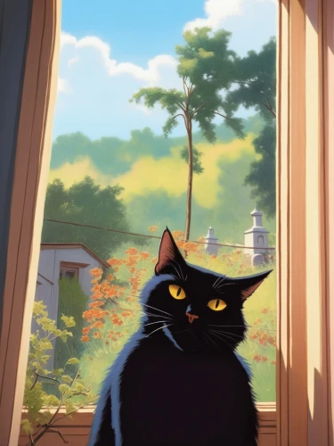 ravenpaw,chomet,jiji the cat,ghibli,studio ghibli,shadowclan,bluestar,salem,cat on a blue background,shadowcat,alberty,cattery,windclan,graystripe,nodame,tigerstar,leafstar,riverclan,cat frame,starclan,Illustration,Retro,Retro 14