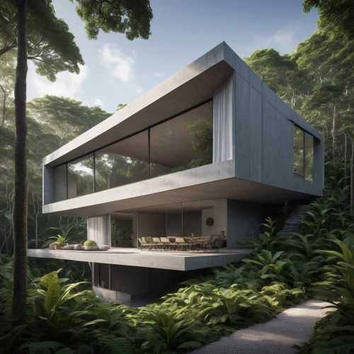 modern house,forest house,3d rendering,dunes house,cubic house,modern architecture,house in the forest,cube house,cantilevers,render,mid century house,cantilevered,tropical house,renders,fresnaye,timber house,neutra,renderings,frame house,residential house,Photography,Artistic Photography,Artistic Photography 11