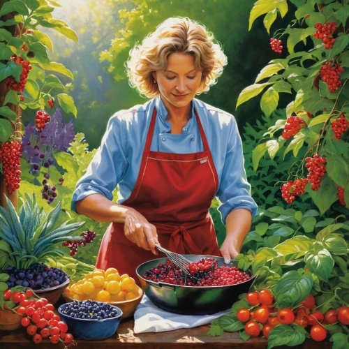 picking vegetables in early spring,grape tomatoes,struzan,provender,cherry tomatoes,washing vegetables,verduras,fruit picking,vegetables landscape,hildebrandt,johannsi berries,colorful peppers,polyculture,cooking vegetables,horticultural,cooking book cover,fruits and vegetables,kitchen garden,tomatos,vegetable garden,Conceptual Art,Fantasy,Fantasy 04
