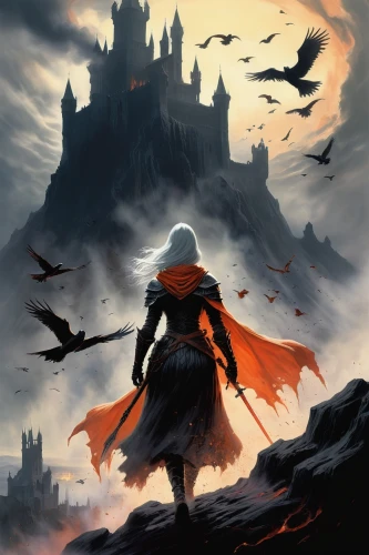 castlevania,elric,nargothrond,seregil,lyonesse,eyrie,halloween background,neverwinter,shadowgate,heroic fantasy,ravenloft,swain,castle of the corvin,king of the ravens,red cape,aegon,capes,halloween silhouettes,ravenstein,fantasy picture,Conceptual Art,Fantasy,Fantasy 20