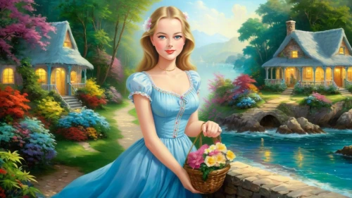fairy tale character,cinderella,fantasy picture,cendrillon,storybook character,dorthy,girl in the garden,princess sofia,belle,housemaid,principessa,landscape background,children's background,the sea maid,fantasy art,fairyland,dorothy,ninfa,fairy tale,alice in wonderland