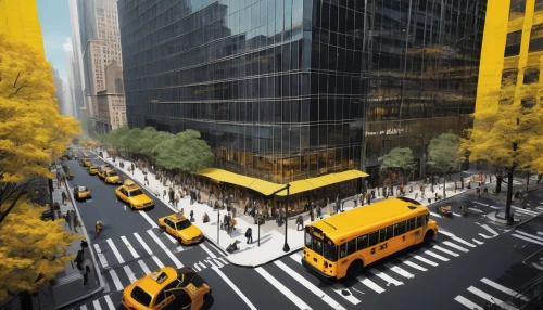 tishman,new york taxi,new york streets,renderings,5th avenue,bloomingdales,streetscapes,citicorp,nycticebus,urbanizing,world trade center,taxicabs,rezoning,telecommuters,bizinsider,cityline,metrotech,walkability,bechtler,livability,Conceptual Art,Oil color,Oil Color 01
