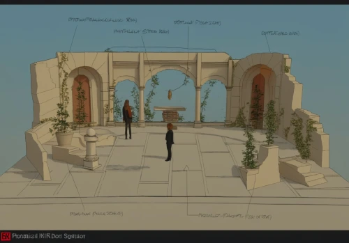 stage design,concept art,amphipolis,background design,erechtheus,photogrammetry,sketchup,proscenium,theatre stage,theater stage,development concept,pallas athene fountain,pergola,archways,triclinium,dorne,rome 2,archs,chuppah,renderings,Photography,General,Realistic