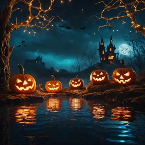 halloween background,halloween wallpaper,halloween pumpkins,halloween scene,decorative pumpkins,jack o'lantern,jack o' lantern,kirdyapkin,pumpkins,halloween ghosts,halloween border,halloween poster,halloweenkuerbis,funny pumpkins,halloween illustration,pumpkin lantern,calabaza,halloween pumpkin,pumpsie,spooktacular,Photography,General,Fantasy