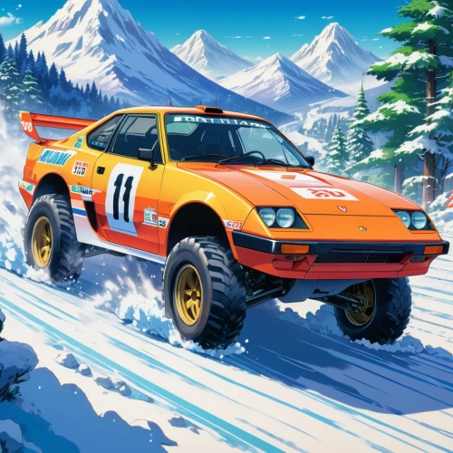subaru rex,onrush,alpine,off-road car,alpine style,game car,rallying,snow plow,snowmobile,snowplow,off-road outlaw,motorstorm,snocountry,snowplowing,enduro,skiercross,off-road vehicles,4 runner,off-road vehicle,snow slope,Illustration,Japanese style,Japanese Style 03