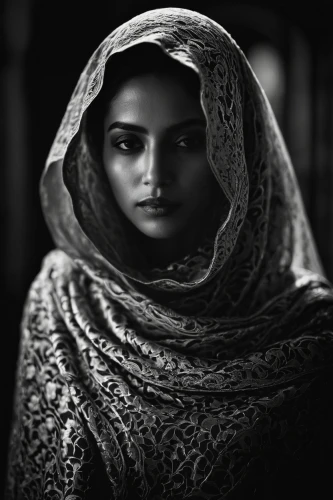 indian woman,girl in cloth,dupatta,islamic girl,mystical portrait of a girl,muslim woman,khatoon,indian girl,veils,mastani,rukhsana,khatun,girl with cloth,regard,pashmina,sabyasachi,bangladeshi,pyaasa,anupama,mandodari,Photography,Black and white photography,Black and White Photography 01