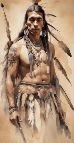 the american indian,amerindian,magua,poundmaker,american indian,arapaho,tecumseh,tribesman,mahadev,amerindians,apache,indios,native american,amerind,winnetou,amerindien,shamanism,comanche,intertribal,squanto,Digital Art,Watercolor