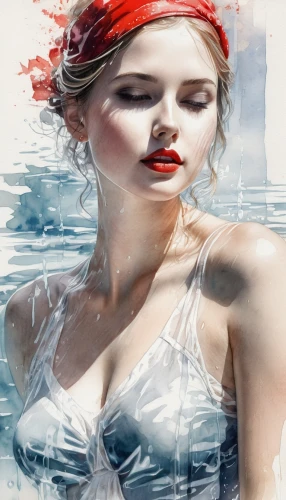 the sea maid,photo painting,watercolor women accessory,girl on the river,image manipulation,amphitrite,boho art style,mermaid background,in water,naiad,water rose,art painting,the blonde in the river,aquarelle,voile,viveros,reflections in water,veils,photomontages,girl on the boat,Illustration,Black and White,Black and White 30