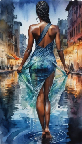 world digital painting,girl on the river,oil painting on canvas,walk on water,bodypainting,art painting,fisherwoman,woman walking,girl walking away,shobana,ofili,african woman,african art,woman playing,italian painter,glass painting,adnate,washerwoman,body painting,fetching water,Illustration,Paper based,Paper Based 25