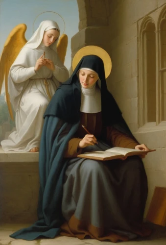 foundress,carmelite order,canoness,prioress,carmelite,the annunciation,annunciation,lacordaire,monjas,the prophet mary,catholique,monasticism,postulants,praying woman,woman praying,immacolata,abbess,benedictines,ursulines,franciscans,Art,Classical Oil Painting,Classical Oil Painting 33