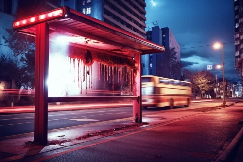 bus shelters,bus stop,busstop,illuminated advertising,streetcars,abandoned bus,electric gas station,petrol pump,trolley bus,gas pump,red bus,redlight,street car,taxi stand,metrobuses,streetcorner,phone booth,streetcar,red light,newsstand,Photography,General,Realistic