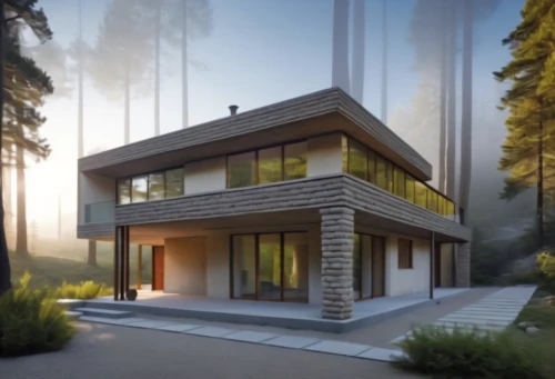 modern house,forest house,house in the forest,mid century house,passivhaus,cubic house,smart house,electrohome,3d rendering,modern architecture,prefab,timber house,revit,dunes house,homebuilding,wooden house,smart home,frame house,prefabricated,glickenhaus